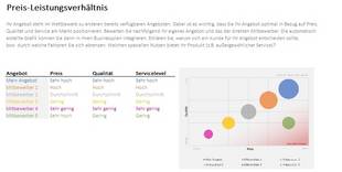 Businessplan-Tool Preis-Leistungs-Analyse