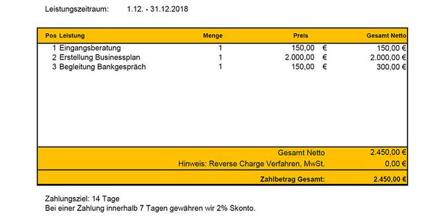 Zu den Vorlagen und Beispielen Teaser Reverse Charge Rechnung innerhalb der EU