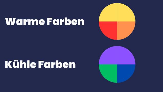 In der Farbenlehre wird zwischen warmen und kalten Farben unterschieden.