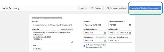 XRechnung fertigstellen mit sevDesk