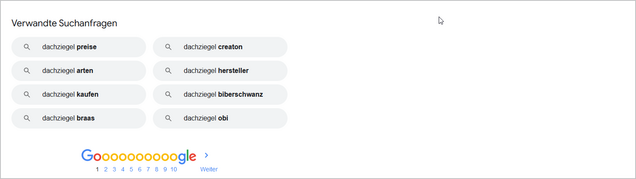 Das Keyword verstehen - die verwandten Suchanfragen Screenshot: Verwandte Suchanfragen
