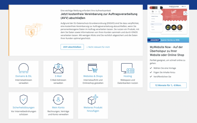 IONOS Webhosting-Vergleich IONOS Webhosting im Test
