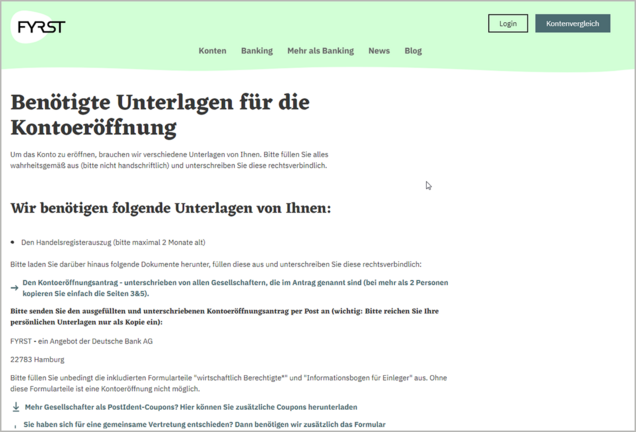 Registrierung für Geschäftskonto bei Fyrst Registrierung für Geschäftskonto bei Fyrst