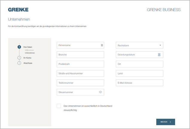 Onlinenameldung des Geschäftskontos bei der Grenke Bank Onlinenameldung des Geschäftskontos bei der Grenke Bank