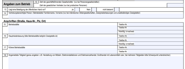 Gewerbeanmeldung Formular Gewerbeanmeldung Formular