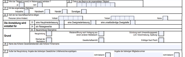 Gewerbe anmelden Formular Gewerbe anmelden Formular