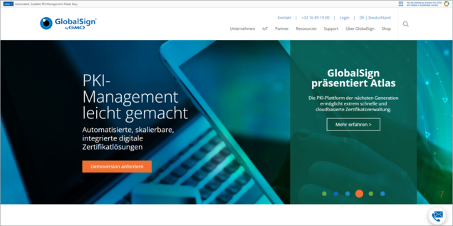Hochwertige SSL-Zertifikate ab 179 € Screenshot GlobalSign SSL