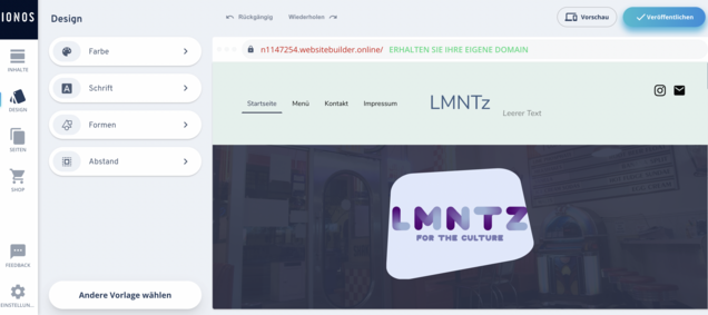 Der Editor bei IONOS ermöglicht viel Flexibilität bei der Gestaltung.