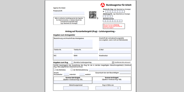 Formular: Antrag auf Kurzarbeitergeld (Kug) - Leistungsantrag