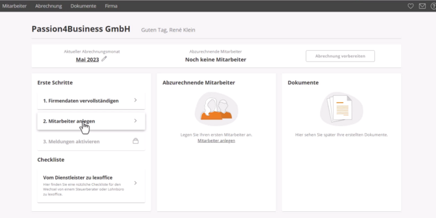 Screenshot lexoffice Lohn & Gehalt