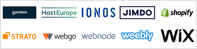 10 führende Shop-Baukästen Logos der 10 Anbieter für Shopsysteme