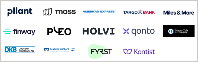 15 Anbieter im Vergleich Vergleich Firmenkreditkarten: Logos der 15 Testteilnehmer