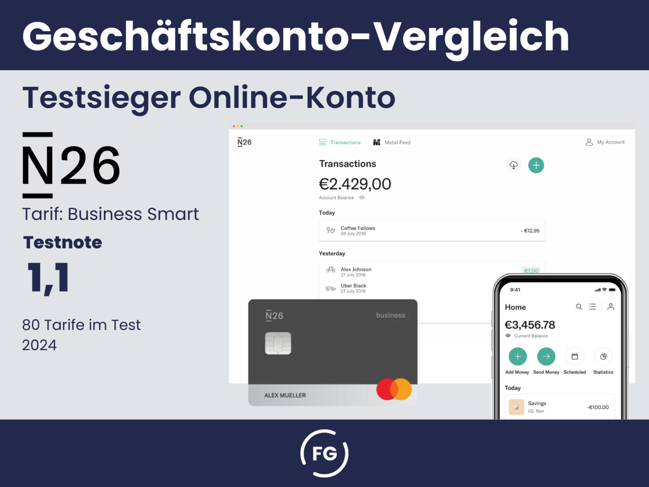 N26 ist Testsieger in der Kategorie Online-Konto im Geschäftskonto-Vergleich