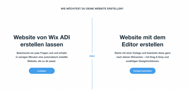 Vorschau: Art der Webseitenerstellung Wix Vorschau: Art der Webseitenerstellung Wix