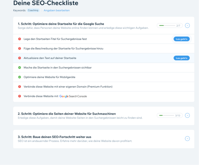 Vorschau: SEO-Schritte und Checkliste Wix Vorschau: SEO-Schritte und Checkliste Wix
