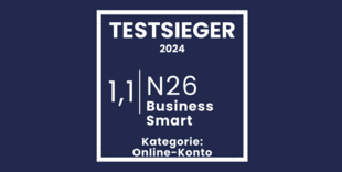 Siegel N26 Business Smart Testsieger Geschäftskonto-Vergleich N26 ist mit dem Tarif Business Smart Testsieger in der Kategorie Online-Konto des Geschäftskonto-Vergleichs