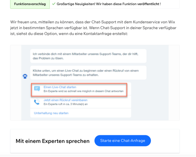Vorschau: Kundenservice Wix Vorschau: Kundenservice Wix