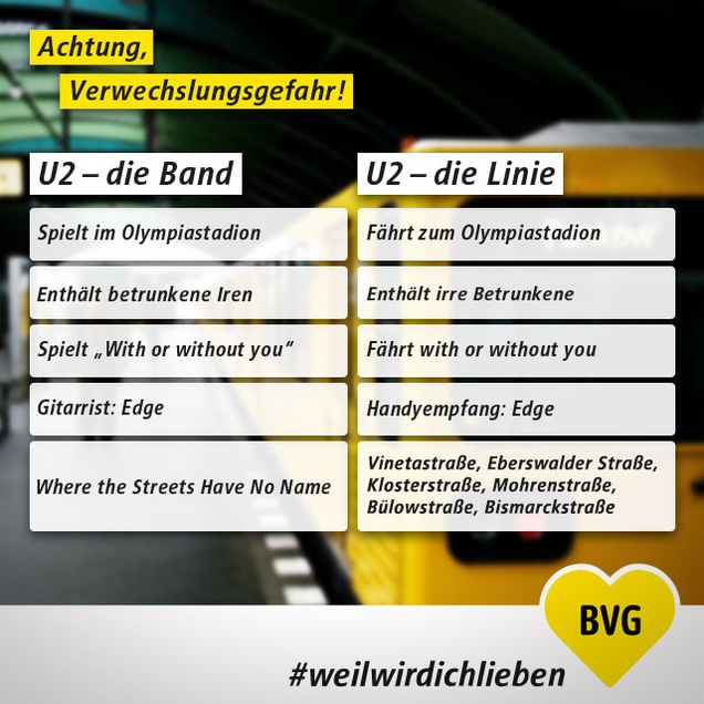BVG Kampagne Beispiel (Quelle: BVG Facebook)