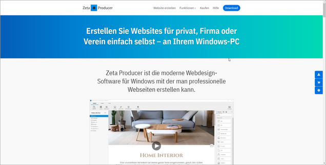 Screenshot Zeta Producer Website